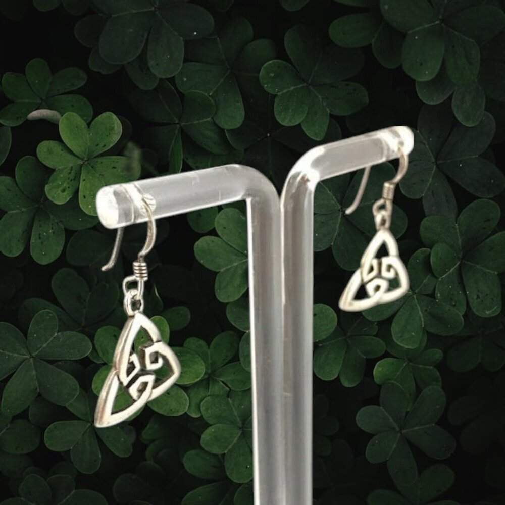 Celtic Knot Dangle Earrings, Solid Sterling Silver - image 3